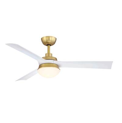 Fanimation Barlow 52-Inch Outdoor Ceiling Fan - Matte White Blades in Brushed Satin Brass