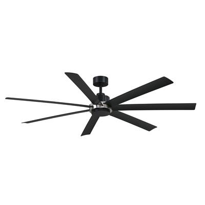 Fanimation Pendry 72" Outdoor Ceiling Fan - Brushed Nickel Accent in Black