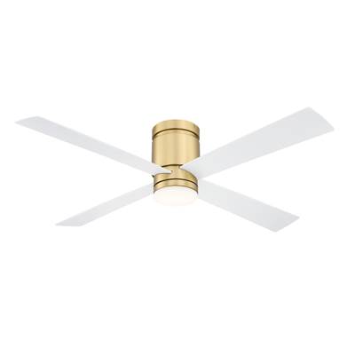 Fanimation Kwartet 52-Inch Indoor/Outdoor Ceiling Fan with LED Light Kit in Brushed Satin Brass
