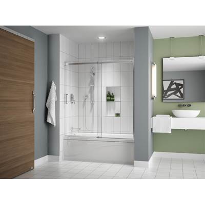 Fleurco Apollo Sliding Bath Door - 60" W x 60" H - 6mm Glass in Chrome