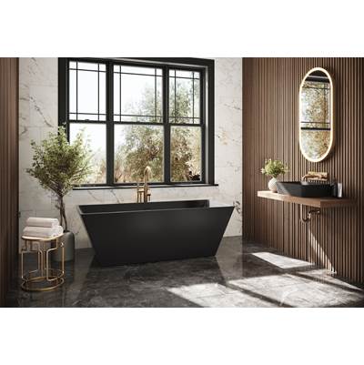 Fleurco Aria Calando Free Standing Soaking Tub - 6829 in Matte Black Exterior With Gloss Black Interior
