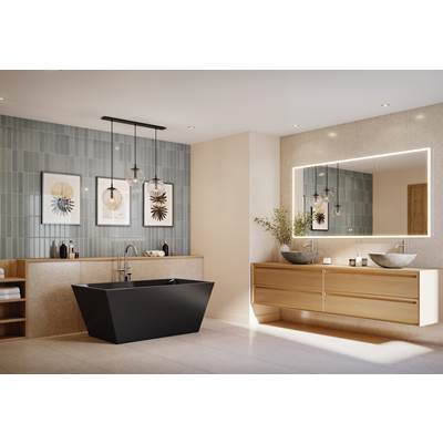 Fleurco Aria Calando Free Standing Soaking Tub - 5631 in Matte Black Exterior With Gloss Black Interior
