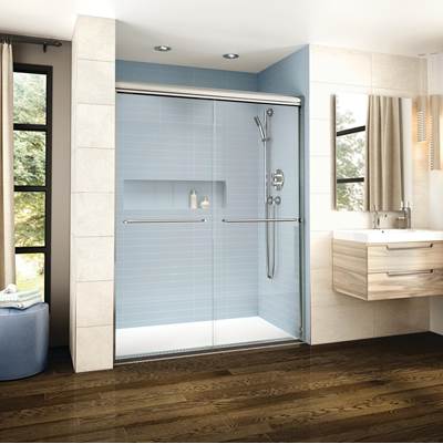 Fleurco Cordoba Plus 48" Shower Door - Clear Glass - Sekur+ in Chrome