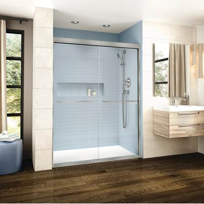 Fleurco Cordoba Plus 48" Shower Door - Clear Glass - Sekur+ in Matte Black