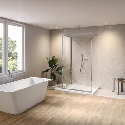 Fleurco Elera Two-Sided Corner Shower Shield - 28" x 28" - SEKUR+ in Chrome