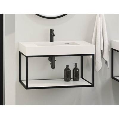 Fleurco Luna Stak Duo Vanity - 32" - Wall-Mount in Brushed Gold Frame & White Shelf