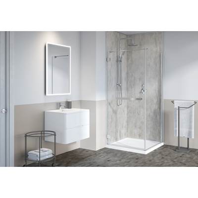 Fleurco Fibo Corner Wall Panel Kit - 38" x 38" in Cracked Cement