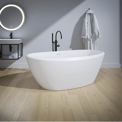 Fleurco Aria Stone Gia Freestanding Soaking Tub - 66" x 33" in Matte White