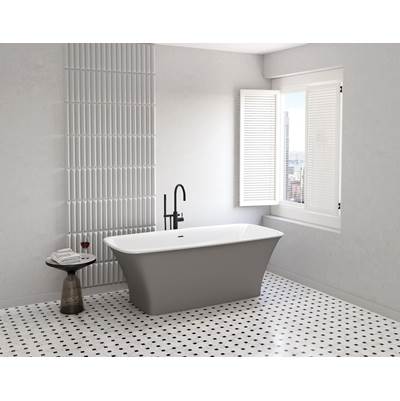 Fleurco Aria Stone LYS Freestanding Soaking Tub - 66" x 31" in White Gloss Interior with Grey Matte Exterior