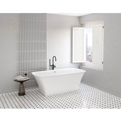 Fleurco Aria Stone LYS Freestanding Soaking Tub - 66" x 31" in White Gloss Interior with Matte Exterior