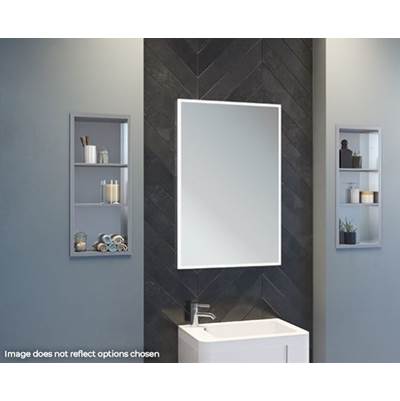 Fleurco Luna Halo Lighted Single Door Medicine Cabinet - 19" x 30" - Flat Door in Sandblasted
