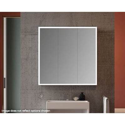 Fleurco Luna Halo Tri View Medicine Cabinet - 36" x 36" - Flat - Lighted in Sandblasted