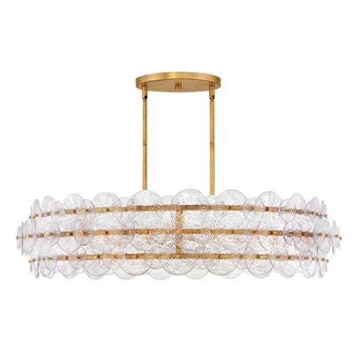 Fredrick Ramond Rene Large Drum Chandelier in Distressed Brass