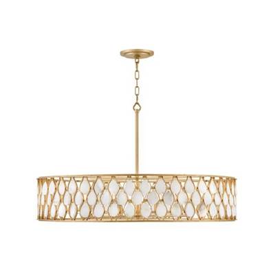 Fredrick Ramond Estie Large Drum Chandelier in Piastra Gold