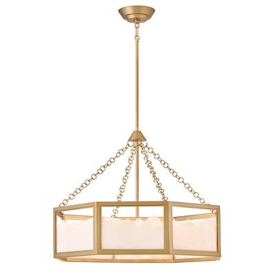 Fredrick Ramond Veleta Large Drum Chandelier in Lacquered Brass