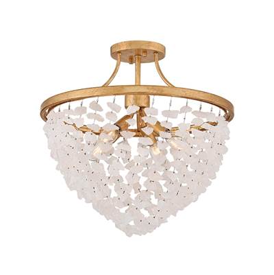 Fredrick Ramond Myra Medium Semi-Flush Mount in Distressed Brass