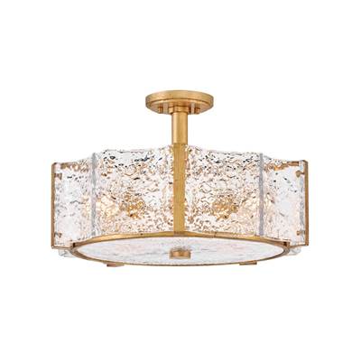 Fredrick Ramond Florian Medium Semi-Flush Mount in Distressed Brass