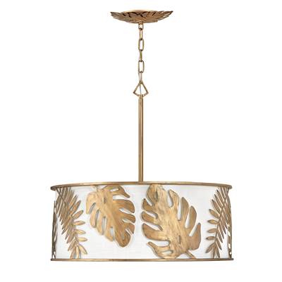 Fredrick Ramond Botanica Drum Chandelier in Burnished Gold