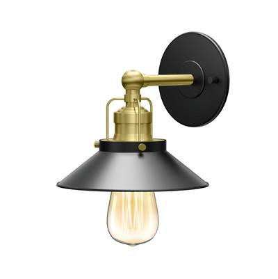 Gatco Modern Farmhouse Metal Single Sconce in Matte Black/Brushed Brass