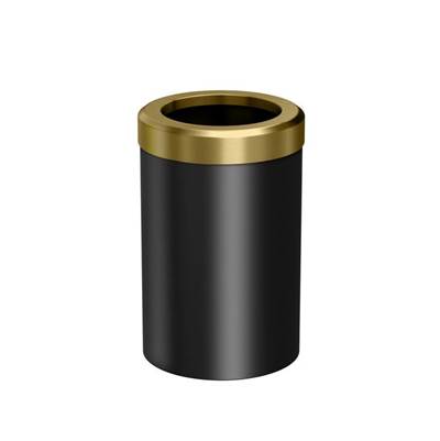 Gatco Round Wastebasket - 11.875''H in Matte Black with Brushed Brass