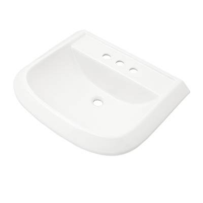 Gerber Plumbing Avalanche Standard Pedestal Bathroom Sink - 25" x 21" - 4" Center-to-Center in White