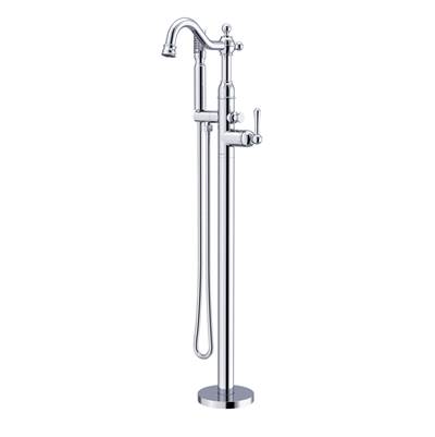 Gerber Plumbing Traditional Floor Mount Tub Filler - Showerstick Handshower - 1.75 GPM in Chrome