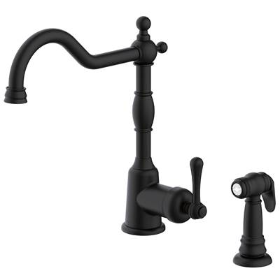 Gerber Plumbing Opulence Kitchen Faucet - Single Handle - Side Spray - 1.75 GPM in Satin Black