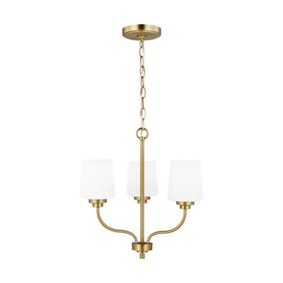Generation Lighting Windom 3-Light Chandelier - Single Tier - Bulbs Included in Satin Brass