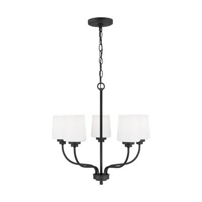 Generation Lighting Windom 5-Light Chandelier - Single Tier - Bulbs Included in Midnight Black