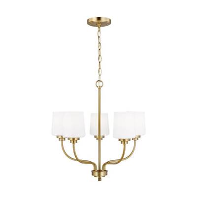 Generation Lighting Windom 5-Light Chandelier - Single Tier - Bulbs Included in Satin Brass