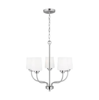 Generation Lighting Windom 5-Light Chandelier - Single Tier - Bulbs Included in Brushed Nickel