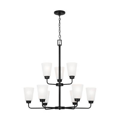 Generation Lighting Kerrville 9-Light Chandelier in Midnight Black