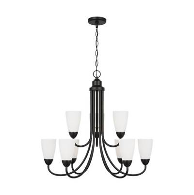 Generation Lighting Seville 9-Light Chandelier - Single Tier in Midnight Black