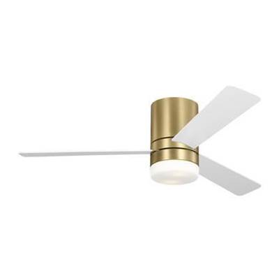 Generation Lighting Era 52 Hugger LED Ceiling Fan - Matte White Blades in Burnished Brass