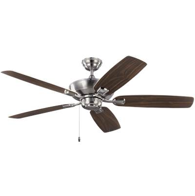 Generation Lighting Colony 52 Ceiling Fan - Reversible Blades in Brushed Steel with Silver American Walnut