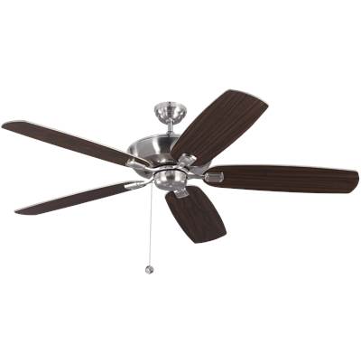 Generation Lighting Colony 60 Ceiling Fan - Reversible Blades in Brushed Steel with Silver American Walnut