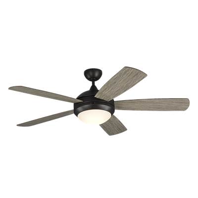 Generation Lighting Discus Smart 52 LED Ceiling Fan - Reversible Blades - Light Kit in Aged Pewter with Light Grey / Weathered Oak