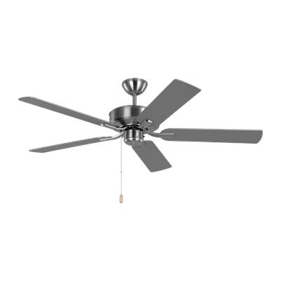 Generation Lighting Linden 52 Ceiling Fan - Reversible Blades in Brushed Steel with Silver / American Walnut