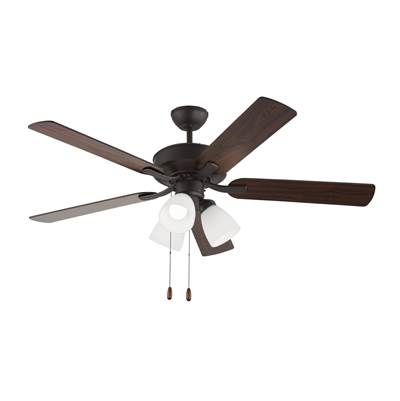 Generation Lighting Linden 52 LED 3 Ceiling Fan - Reversible Blades - Fitter Light Kit in Bronze with Bronze / American Walnut