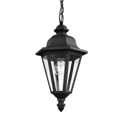 Generation Lighting Brentwood Outdoor Pendant - Clear Glass Panels in Black