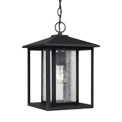 Generation Lighting Hunnington Pendant - Clear Seeded Glass Panels in Black