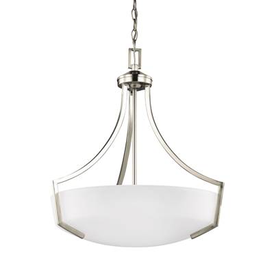 Generation Lighting Hanford Three Light Pendant in Brushed Nickel
