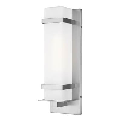 Generation Lighting Alban 14" Square Wall Lantern in Satin Aluminum