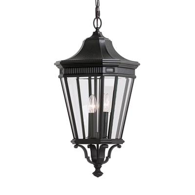 Generation Lighting Cotswold Lane Medium Outdoor Pendant - Clear Beveled Glass - in Black