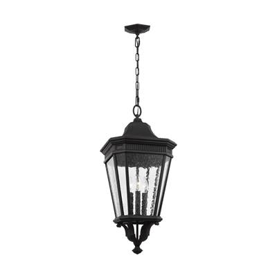 Generation Lighting Cotswold Lane Medium Pendant - Clear Seeded Glass in Black