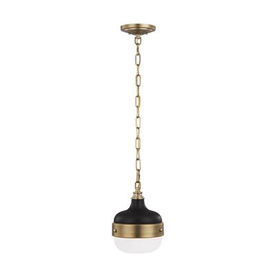 Generation Lighting Cadence GL Mini Pendant in Dark Antique Brass / Matte Black
