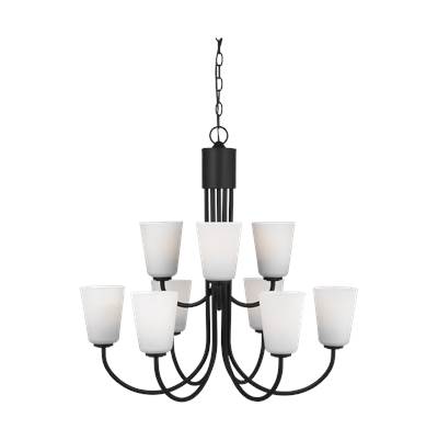 Generation Lighting Miles Large Chandelier - Etched Glass in Midnight Black
