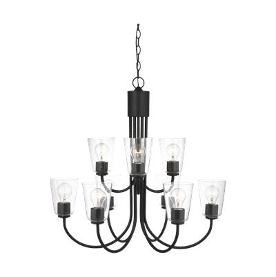 Generation Lighting Miles Large Chandelier - Clear Glass in Midnight Black
