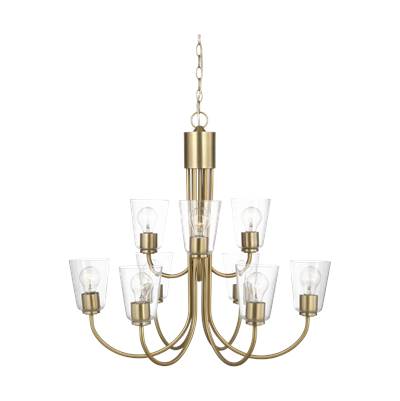 Generation Lighting Miles Large Chandelier - Clear Glass in Satin Brass