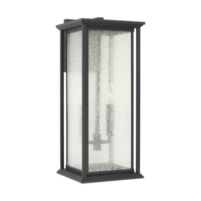 Generation Lighting Audley Large Lantern - Distressed Seeded Glass in Textured Black